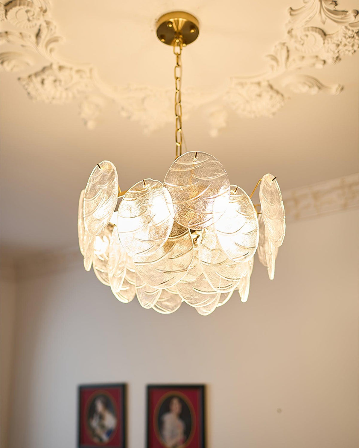 Leaf Kronleuchter aus Vintage-Glas