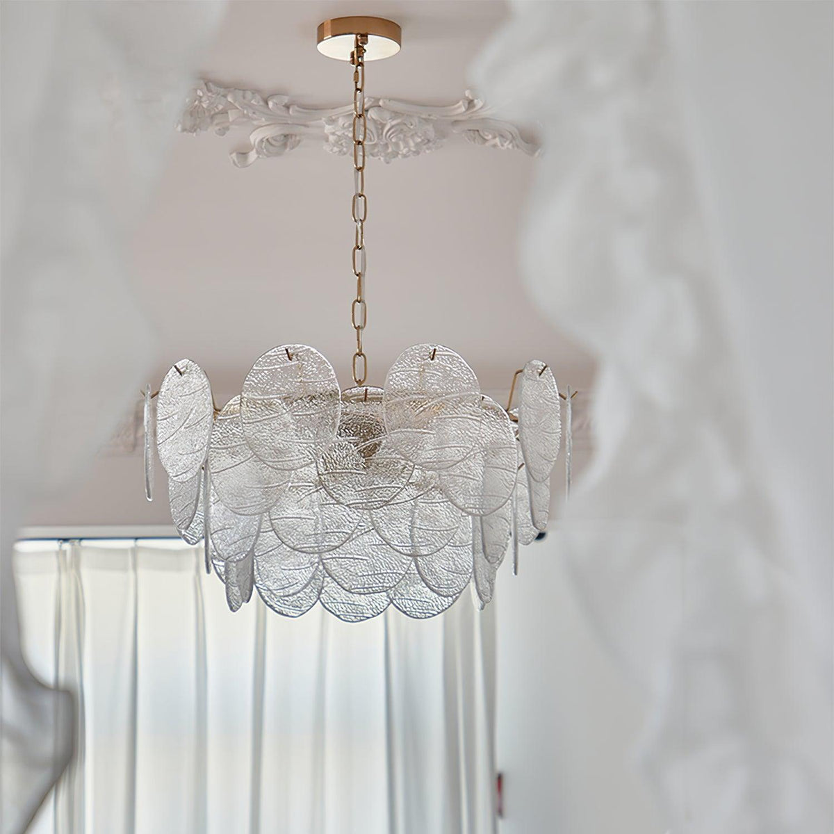 Leaf Kronleuchter aus Vintage-Glas