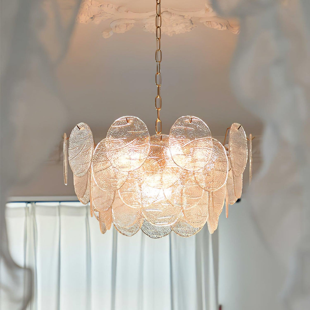 Leaf Kronleuchter aus Vintage-Glas