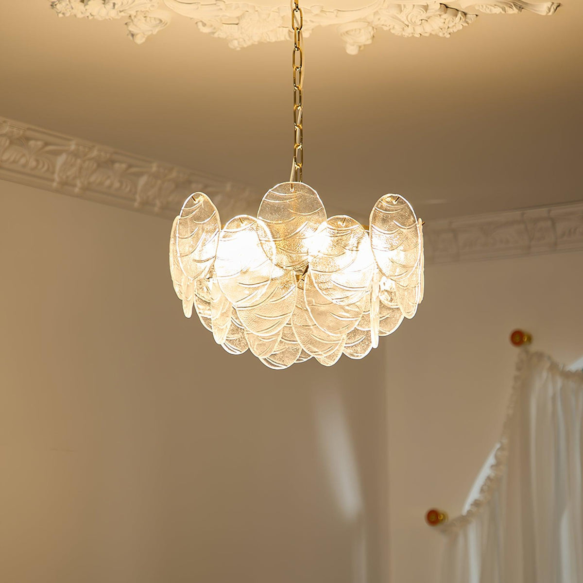 Leaf Kronleuchter aus Vintage-Glas