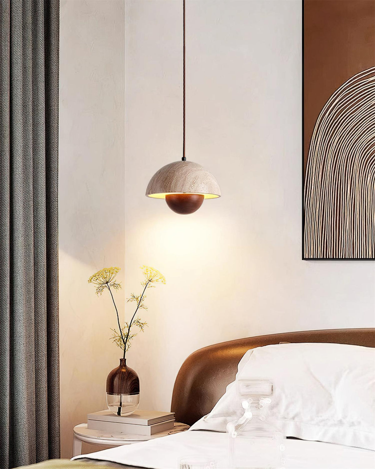 Cadorisra Travertine Pendelleuchte aus Holz