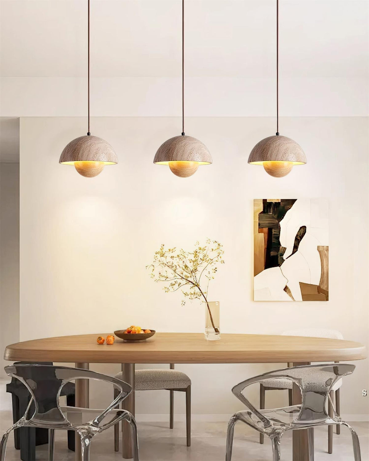 Cadorisra Travertine Pendelleuchte aus Holz