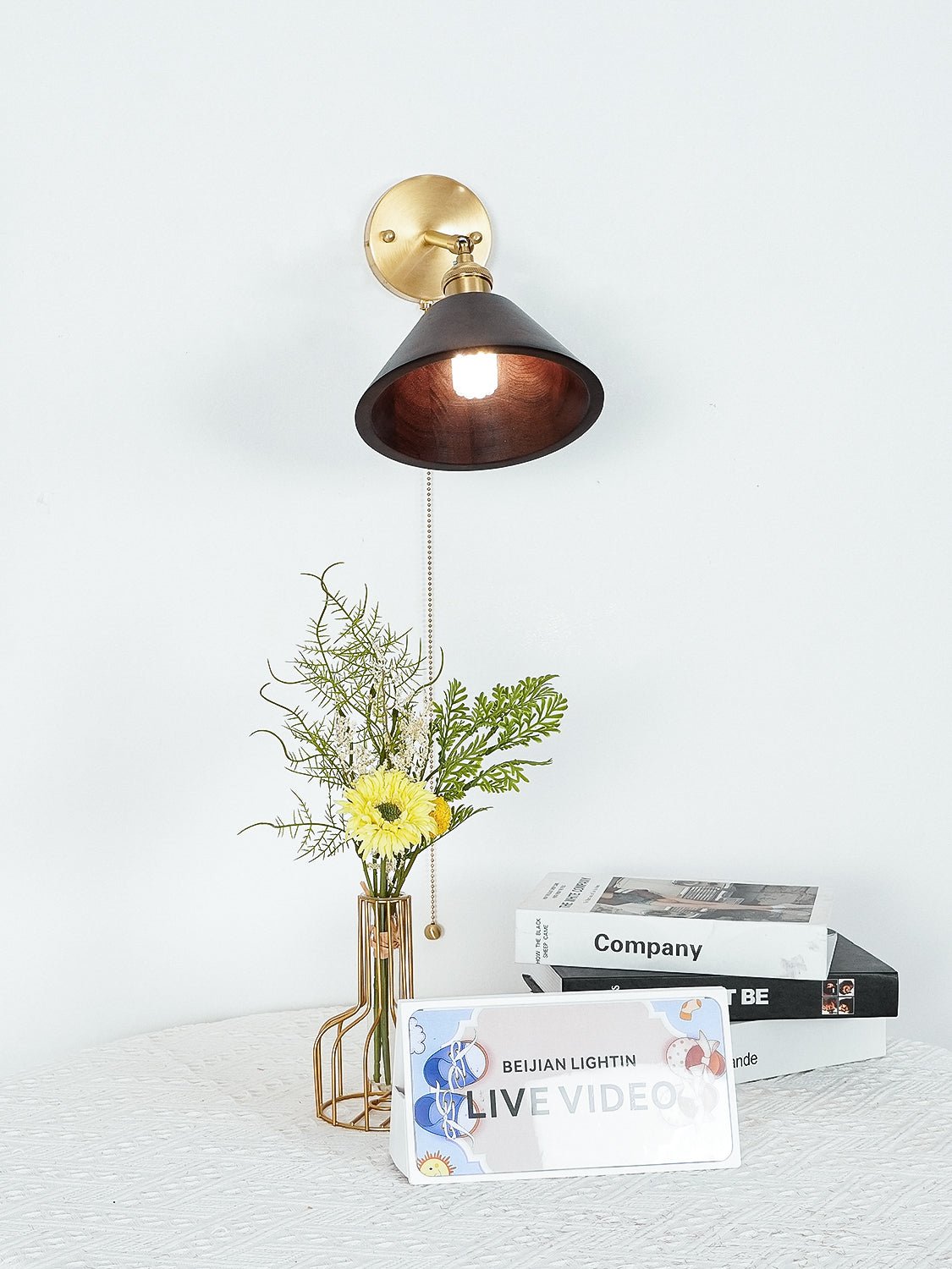 Rasen Vintage Holz-Wandleuchte