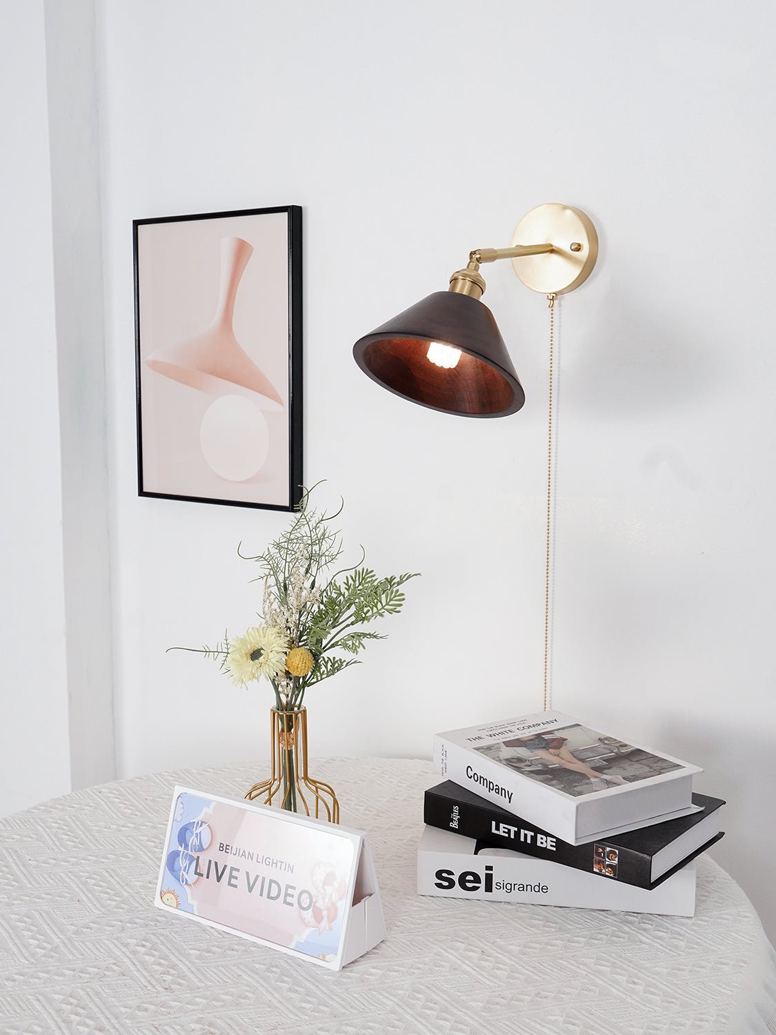 Rasen Vintage Holz-Wandleuchte
