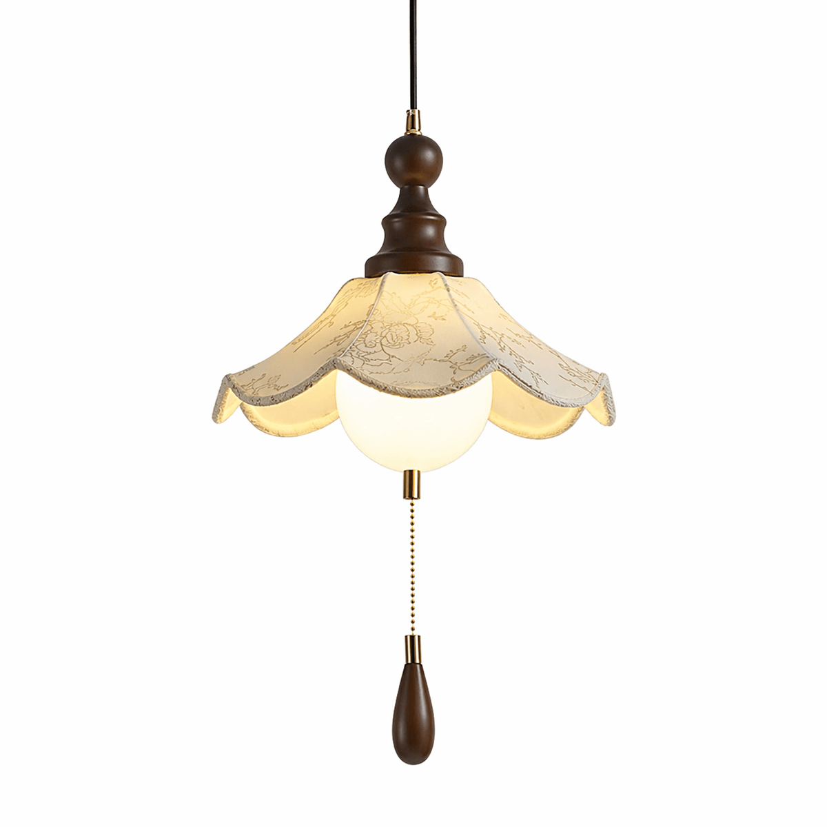 Scalloped Pendelleuchte aus Glas in Kieselsteinform
