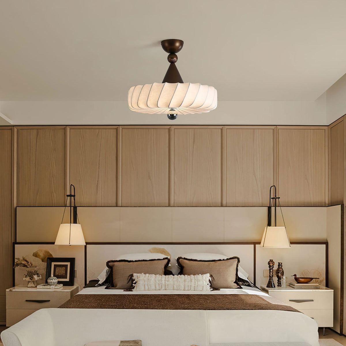 Zelore Swirl-Stoff-Pendelleuchte in Bronze