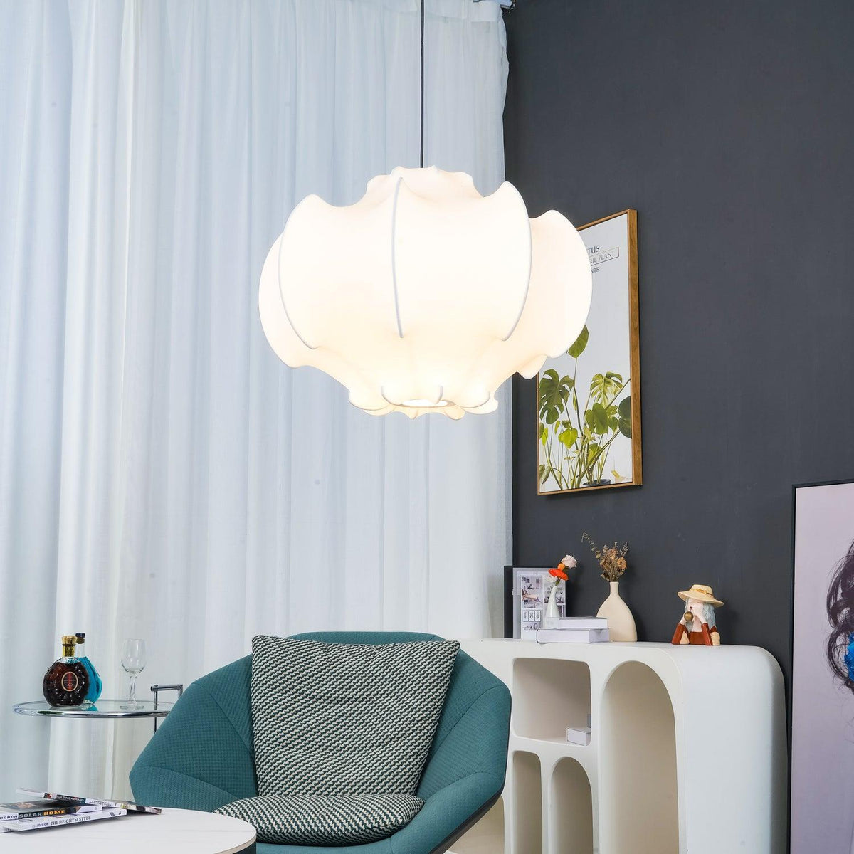 Lotus Minimalistische Seiden-Pendelleuchte