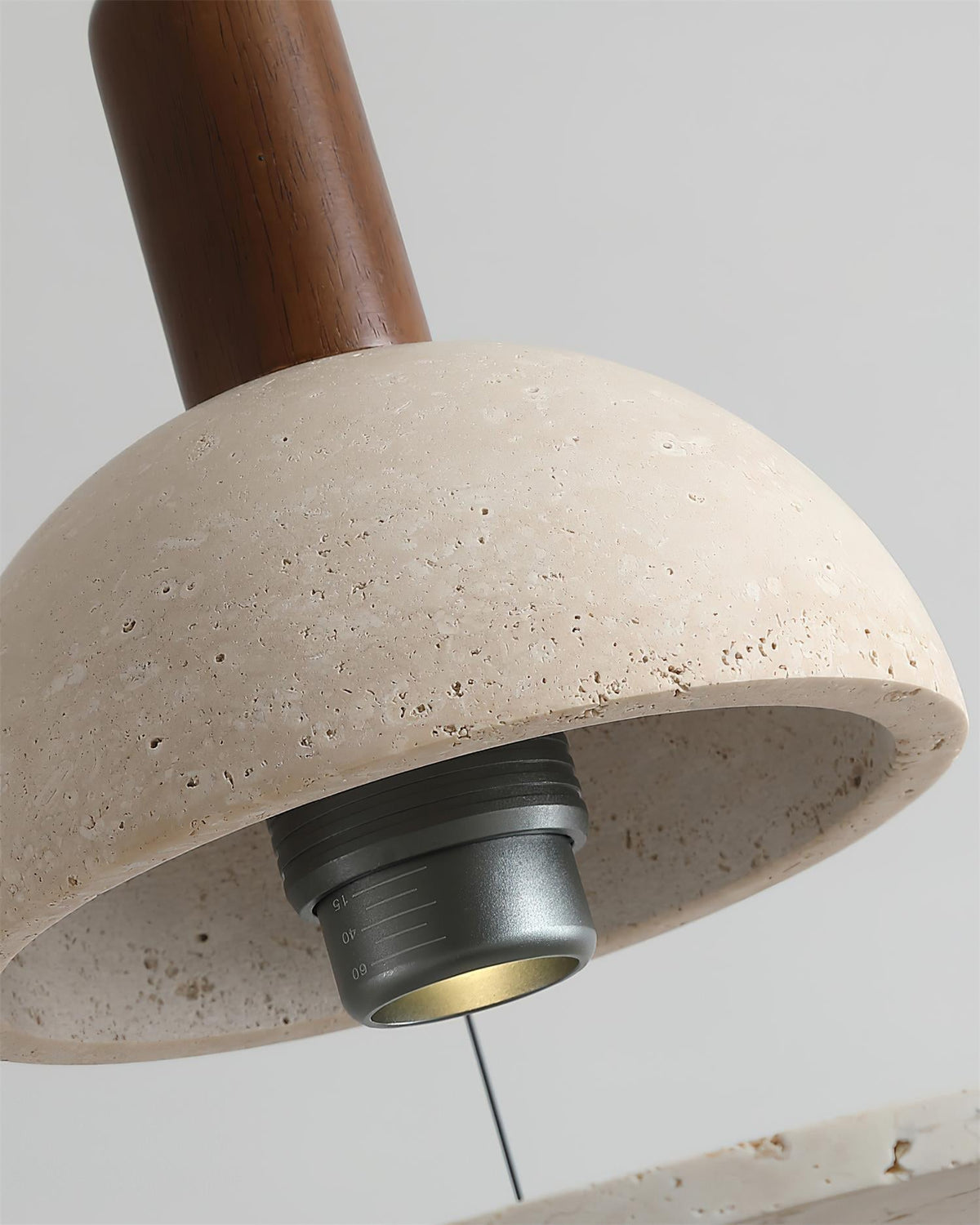 Valenise Pendelleuchte aus Travertin mit Kuppel und Ring