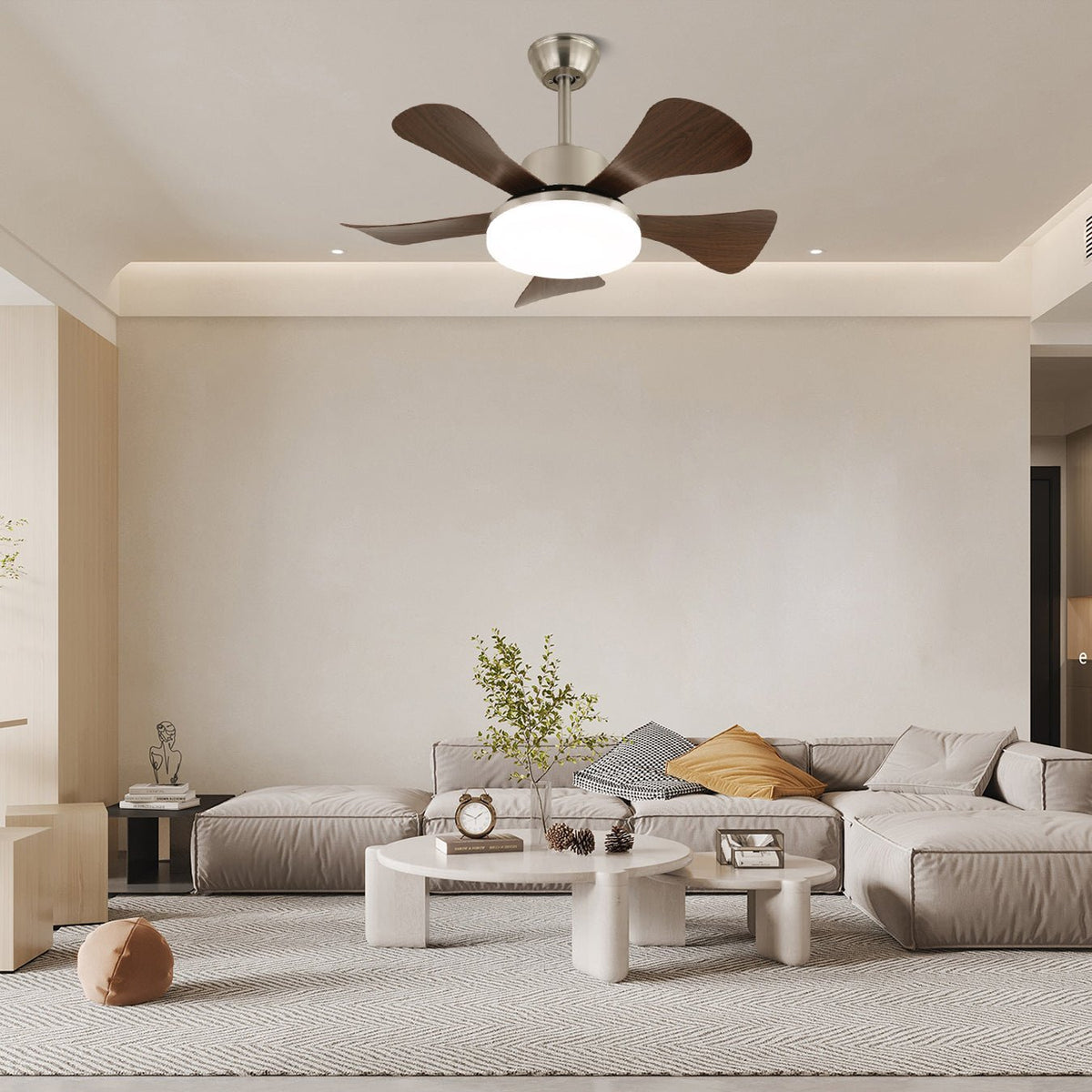 Aldeelle Moderner Deckenventilator mit Beleuchtung aus Holz-Holz