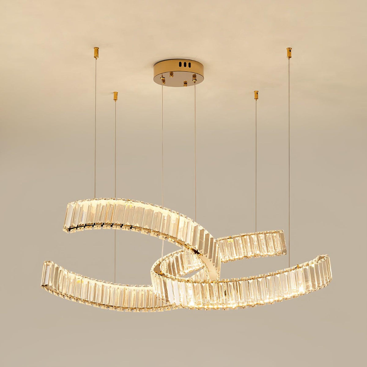 Calo Kronleuchter Spiral Kristall Gold Glam