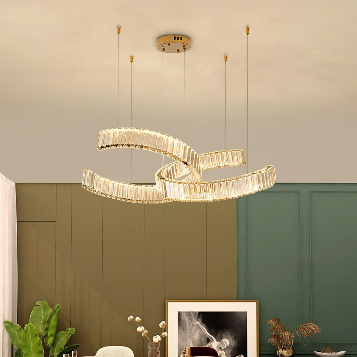 Calo Kronleuchter Spiral Kristall Gold Glam