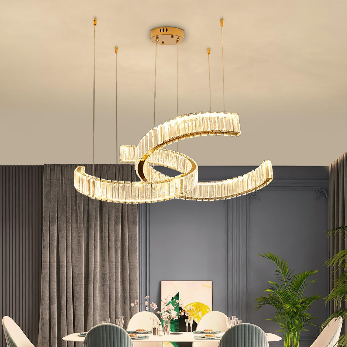Calo Kronleuchter Spiral Kristall Gold Glam