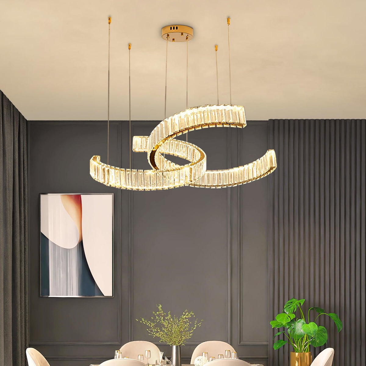 Calo Kronleuchter Spiral Kristall Gold Glam
