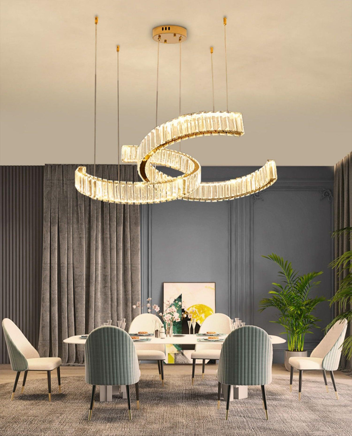 Calo Kronleuchter Spiral Kristall Gold Glam
