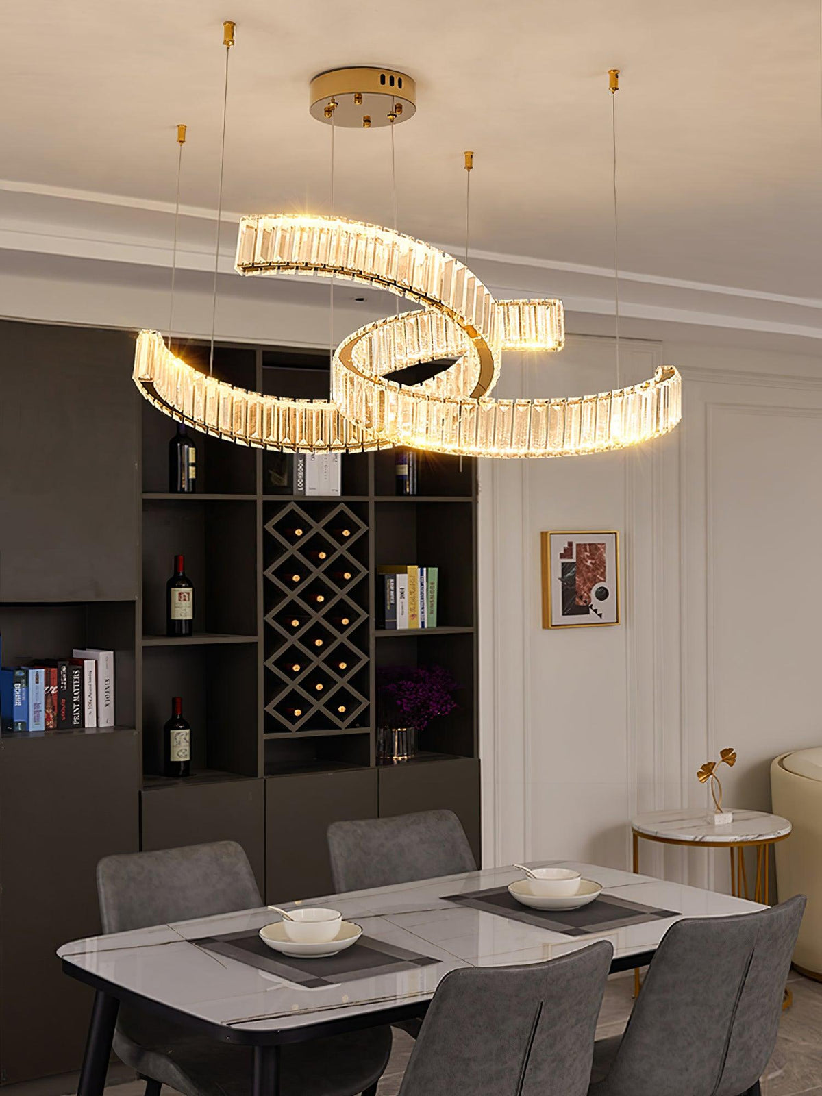 Calo Kronleuchter Spiral Kristall Gold Glam