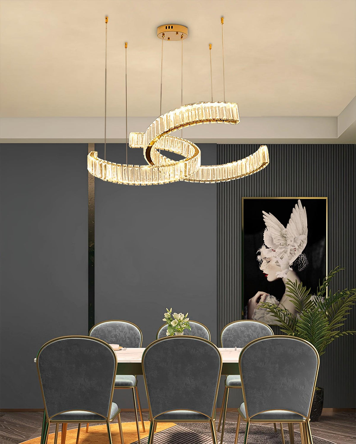 Calo Kronleuchter Spiral Kristall Gold Glam