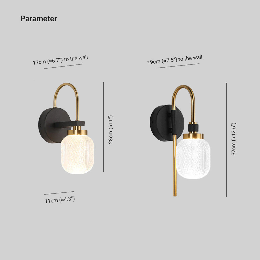 Arisha Moderne LED Wandleuchte Schwarz-Gold Schlafzimmer/Wohnzimmer Metall
