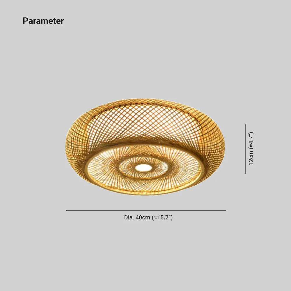 Ritta Vintage Zylinder LED Deckenleuchte Gold Wohnzimmer/Schlafzimmer Rattan