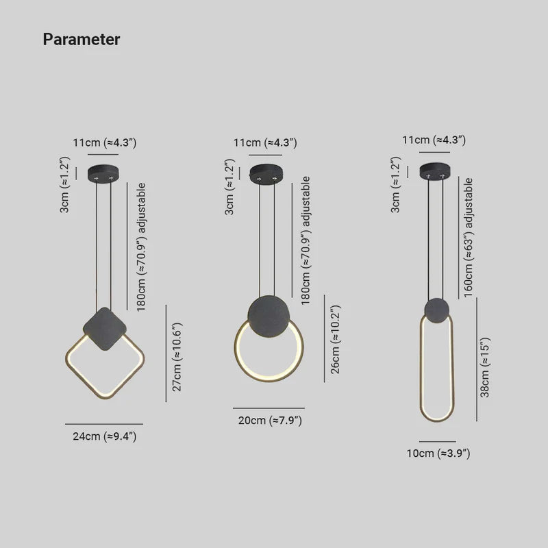 Arisha Minimalistisch Pendelleuchte Ring Schwarz/Weiß Wohnzimmer