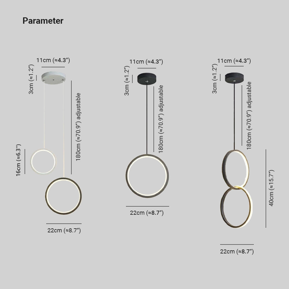 Arisha Minimalistisch Pendelleuchte Ring Schwarz/Weiß Wohnzimmer