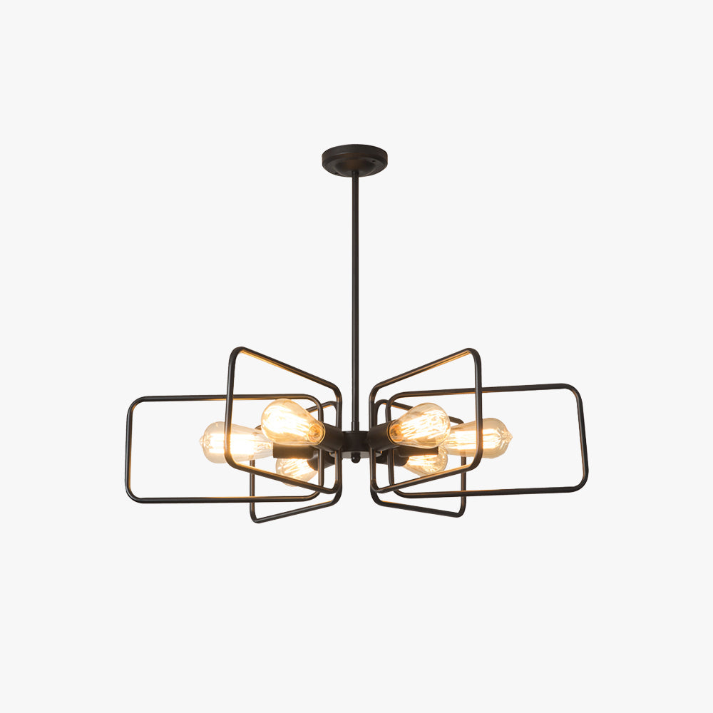 Silva Industrieller LED Kronleuchter Schwarz Metall Wohnzimmer/Schlafzimmer