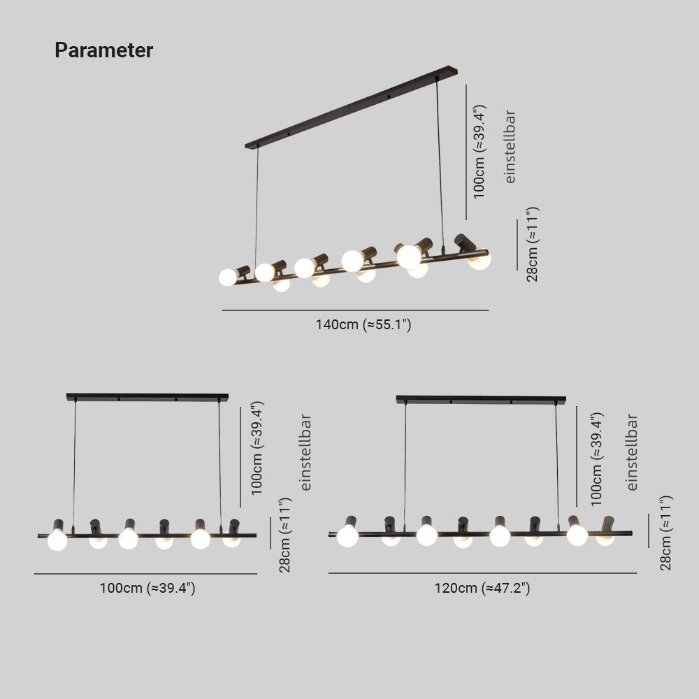 Silva Vintage LED Kronleuchter Schwarz Metall Esszimmer/Wohnzimmer/Bar