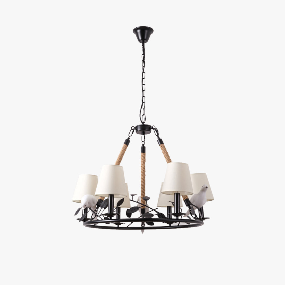 Epoch Vintage LED Kronleuchter Schwarz Metall Holz Wohnzimmer/Schlafzimmer