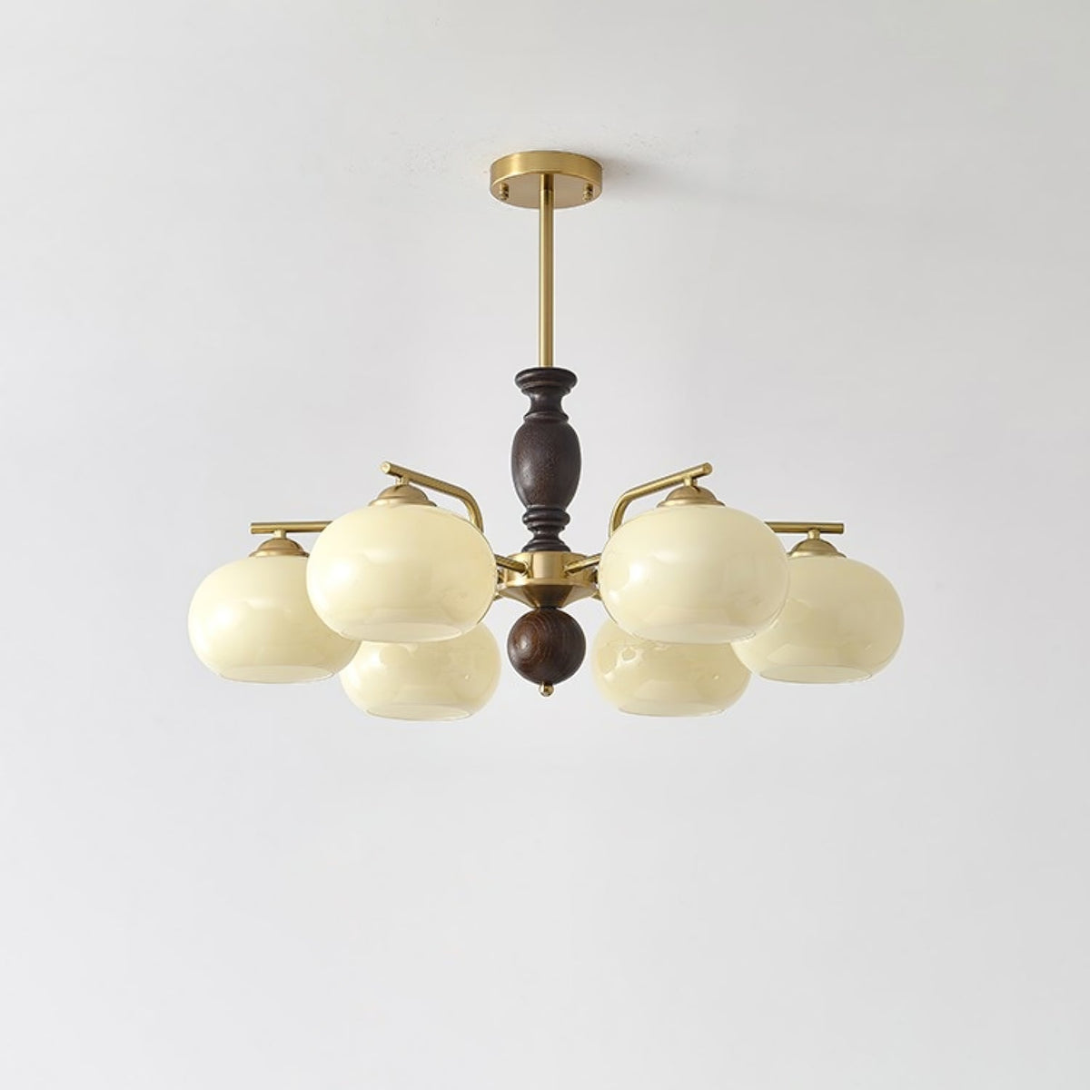 Elverora Kronleuchter aus Walnuss in Beige & Walnussfarbe
