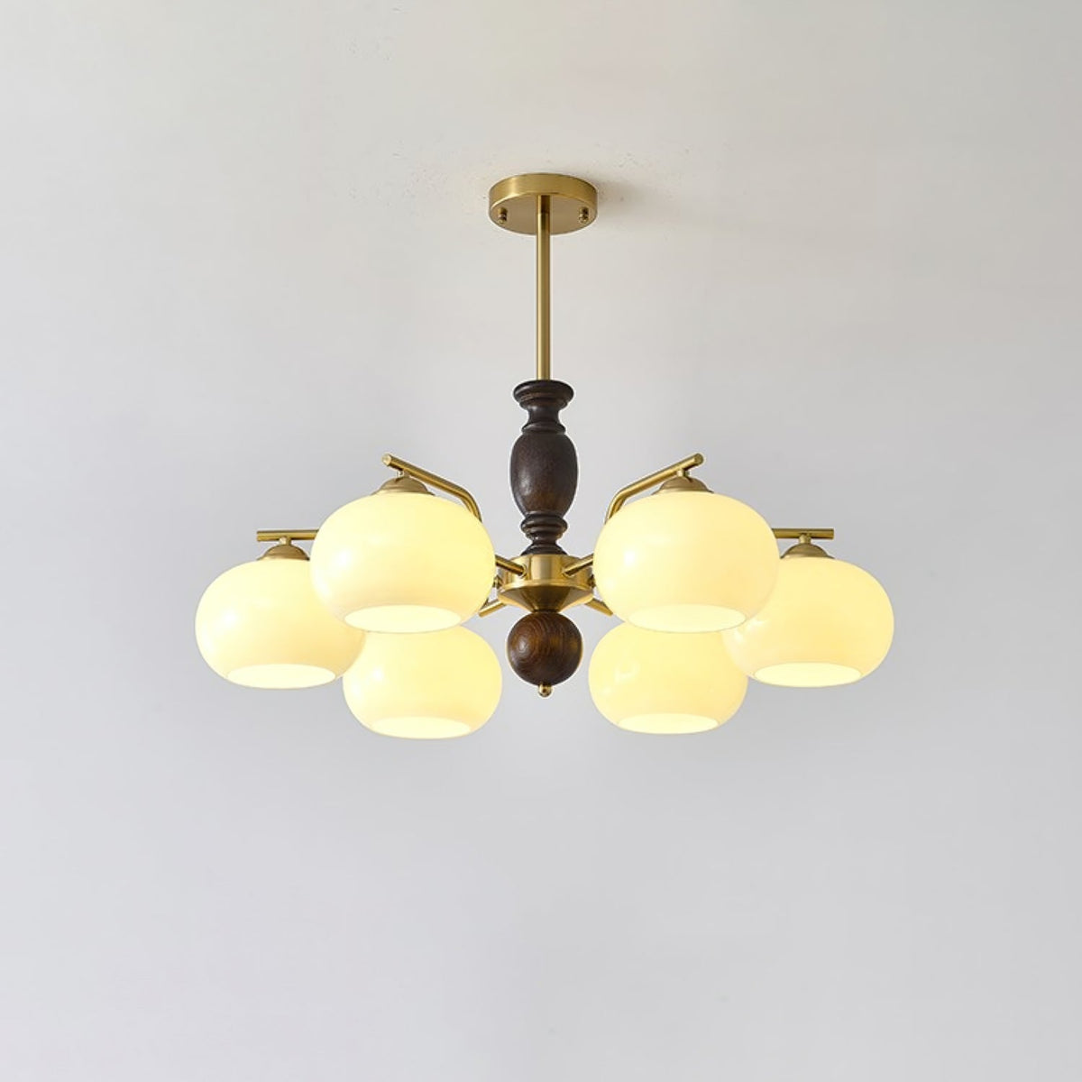Elverora Kronleuchter aus Walnuss in Beige & Walnussfarbe