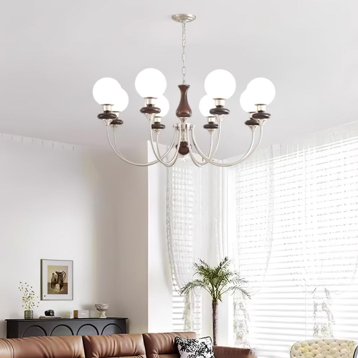 Rinoelle Kronleuchter Retro Messing Walnuss Glas