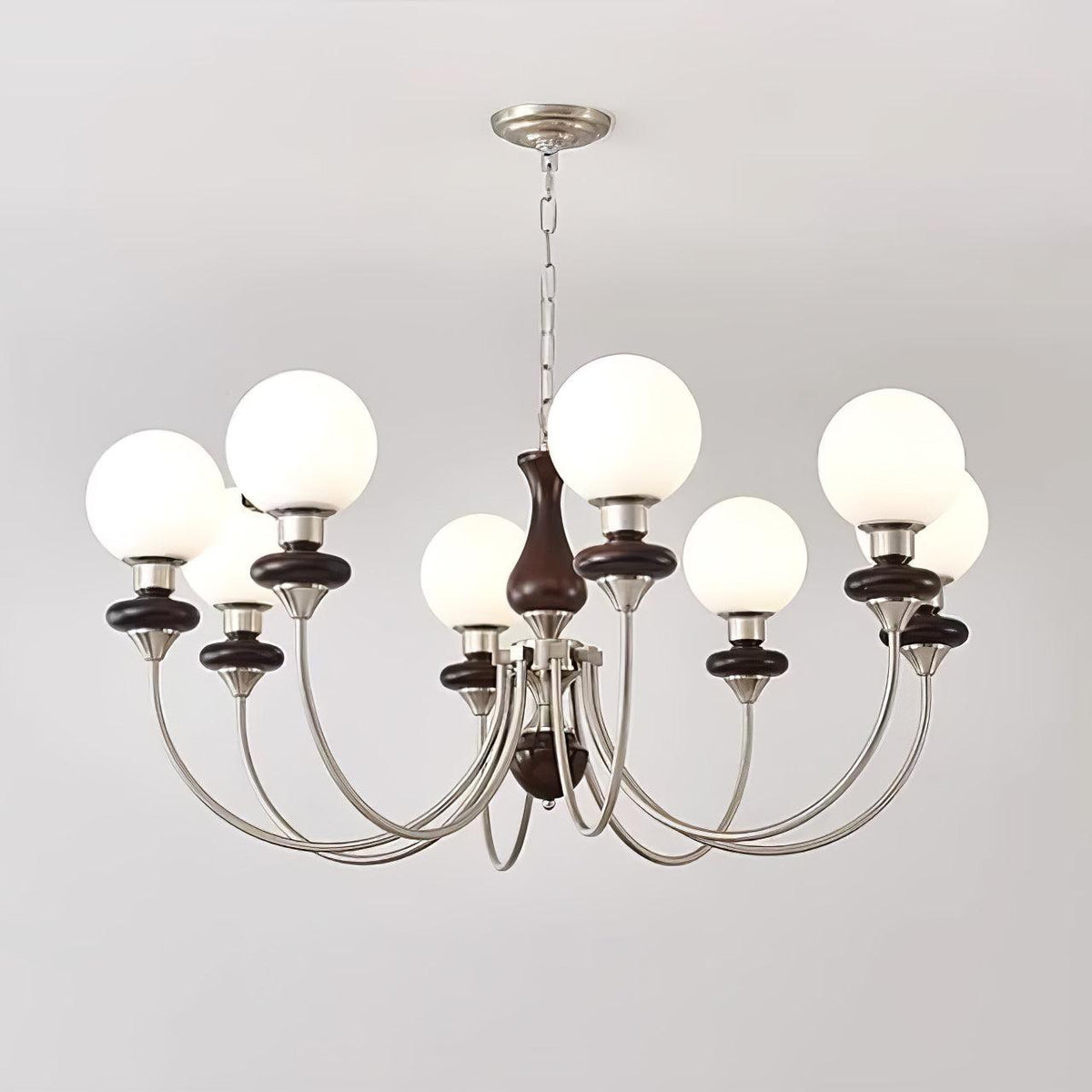 Rinoelle Kronleuchter Retro Messing Walnuss Glas