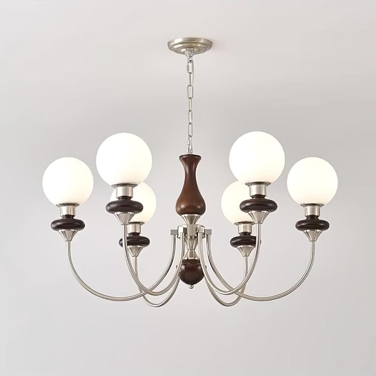 Rinoelle Kronleuchter Retro Messing Walnuss Glas
