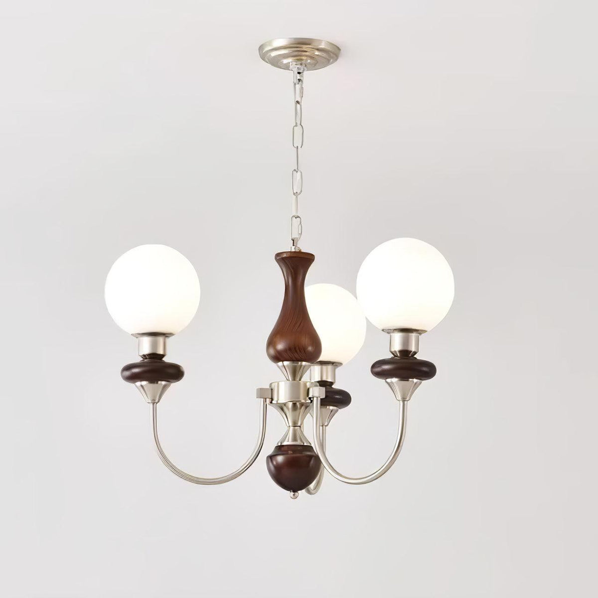 Rinoelle Kronleuchter Retro Messing Walnuss Glas