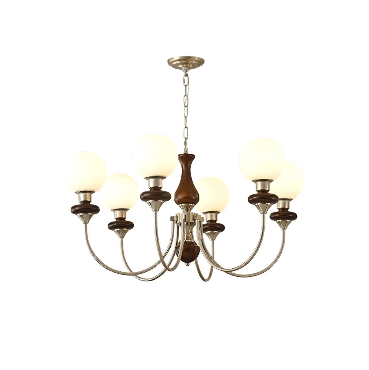 Rinoelle Kronleuchter Retro Messing Walnuss Glas