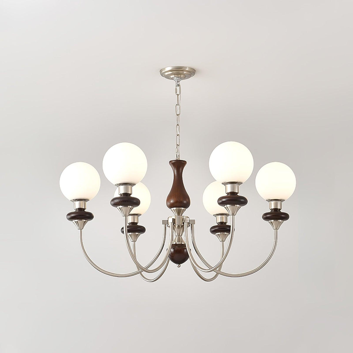 Rinoelle Kronleuchter Retro Messing Walnuss Glas