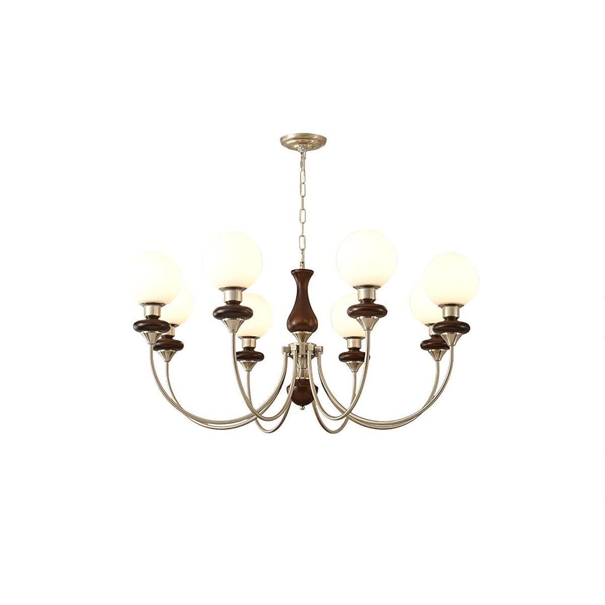 Rinoelle Kronleuchter Retro Messing Walnuss Glas