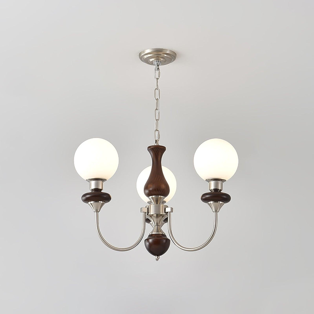 Rinoelle Kronleuchter Retro Messing Walnuss Glas
