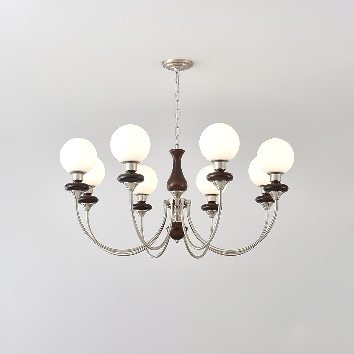 Rinoelle Kronleuchter Retro Messing Walnuss Glas