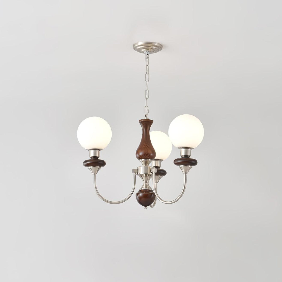 Rinoelle Kronleuchter Retro Messing Walnuss Glas
