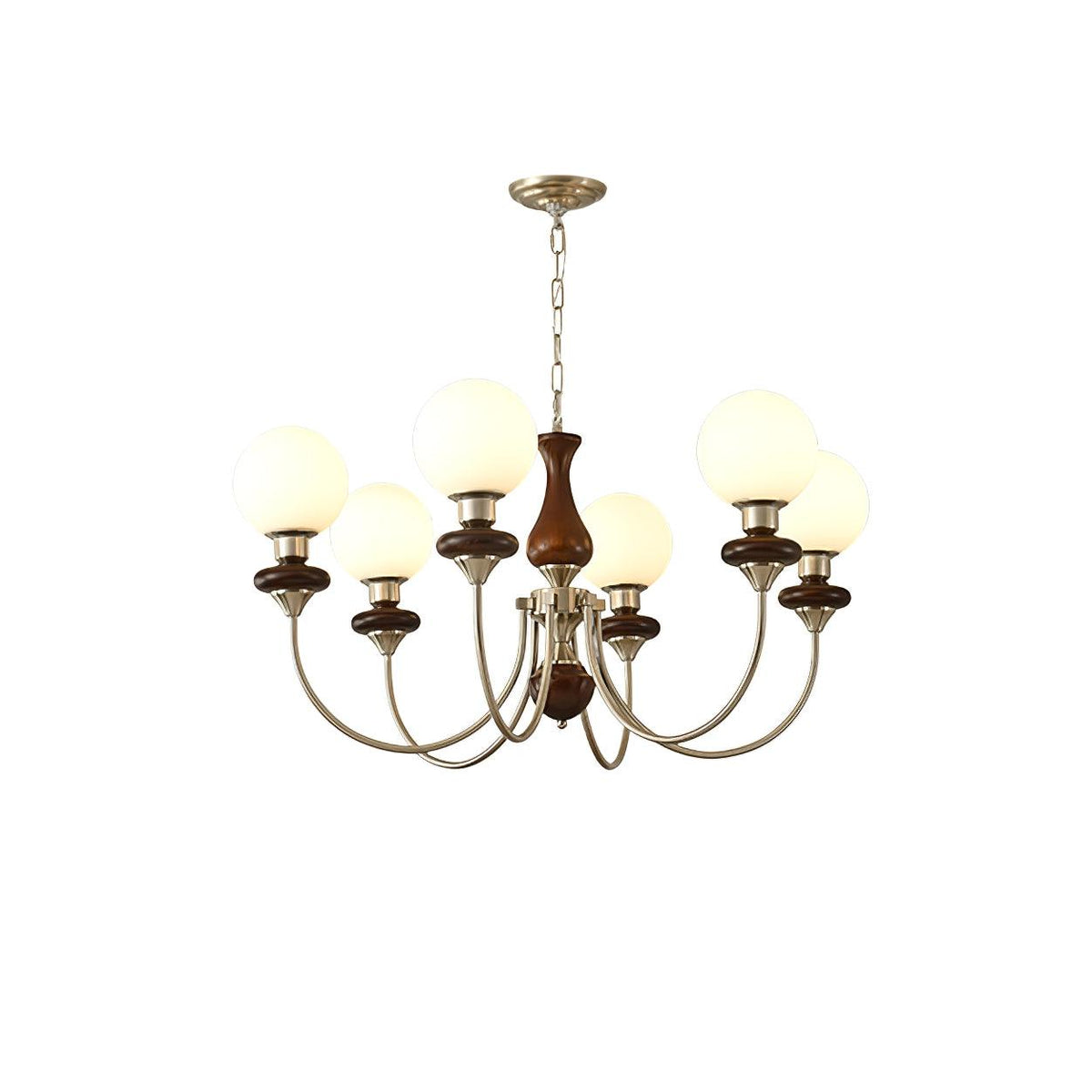 Rinoelle Kronleuchter Retro Messing Walnuss Glas
