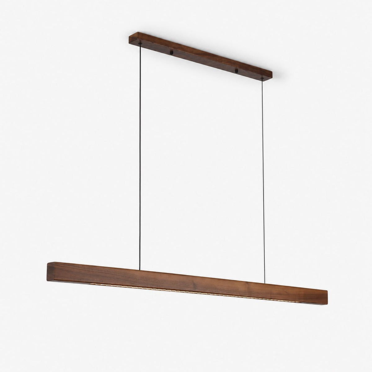 Lineare Pendelleuchte aus Holz in Holz mit integrierter LED