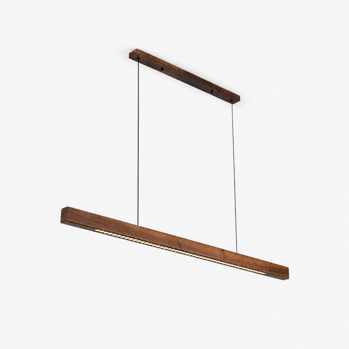 Lineare Pendelleuchte aus Holz in Holz mit integrierter LED