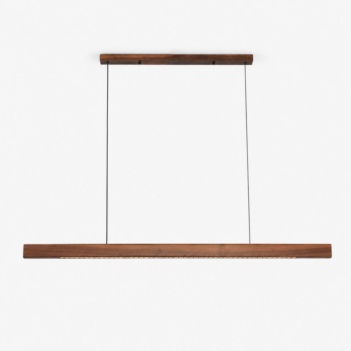 Lineare Pendelleuchte aus Holz in Holz mit integrierter LED