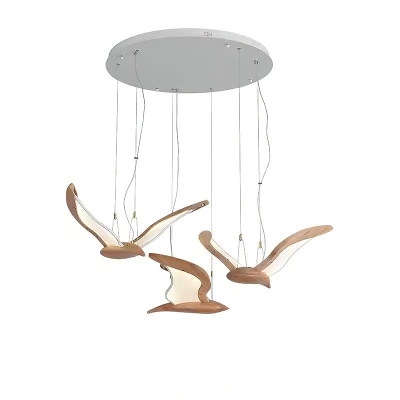 Aldiira Kronleuchter Vogelgestalt Holzskulptural