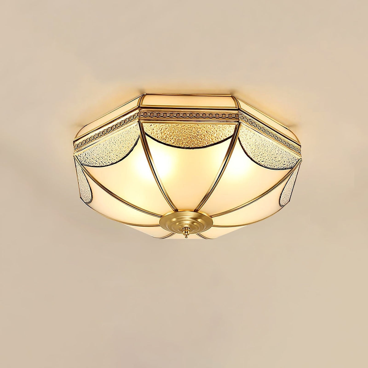 Ellaeara Deckenleuchte Kuppelform Messing Glas Lagerhausstil