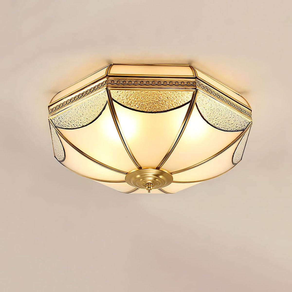 Ellaeara Deckenleuchte Kuppelform Messing Glas Lagerhausstil