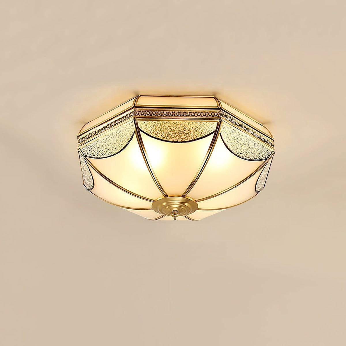 Ellaeara Deckenleuchte Kuppelform Messing Glas Lagerhausstil