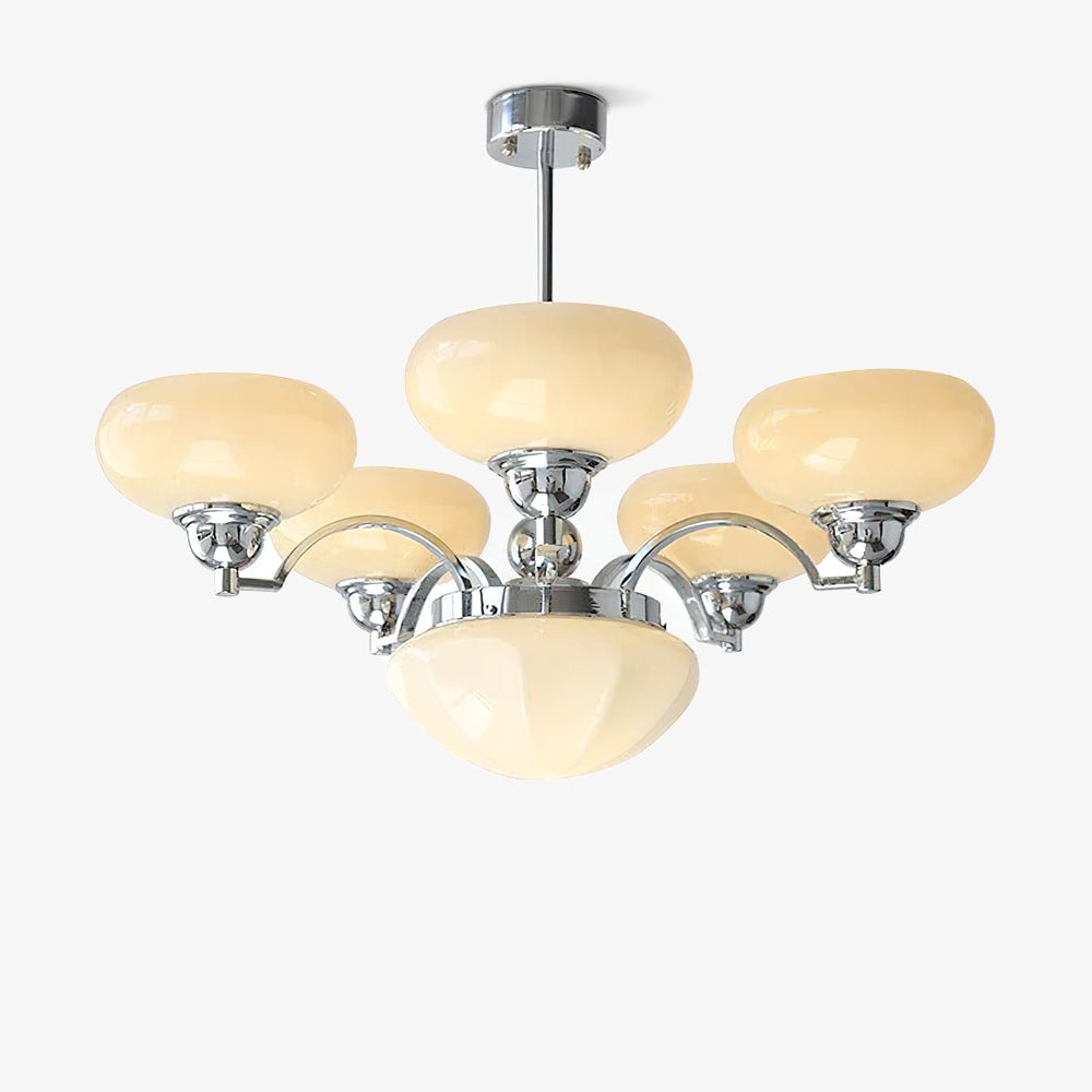 Veliniel Kronleuchter Warre Satin Nickel Glas Eisen