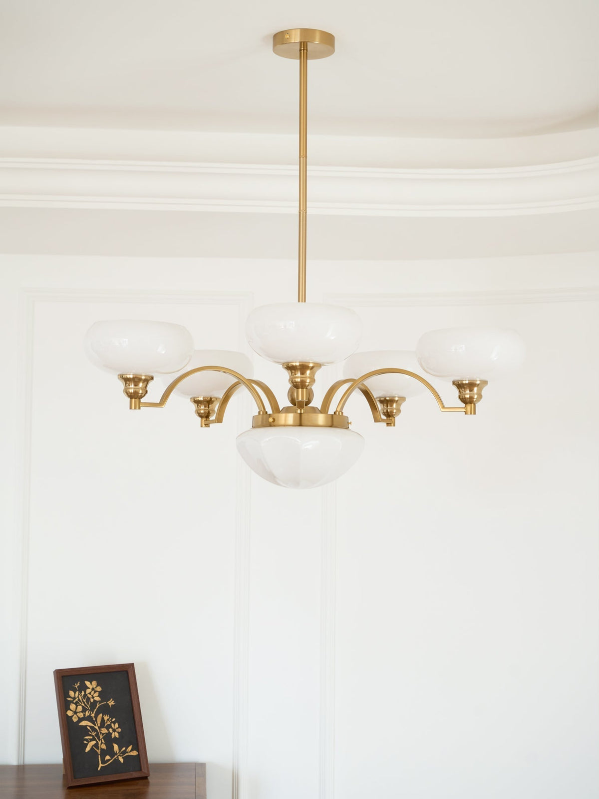 Veliniel Kronleuchter Warre Satin Nickel Glas Eisen