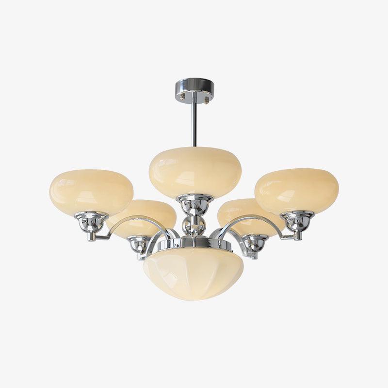 Veliniel Kronleuchter Warre Satin Nickel Glas Eisen
